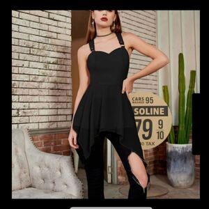 Sweetheart Neck Patchwork Irregular Hem Top Dress Large new